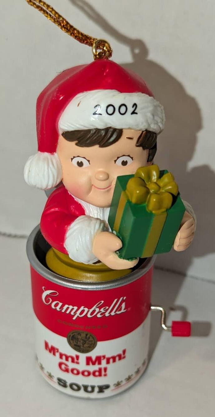 Campbell's Soup Mug Kids Jack in a Box Can Christmas Ornament 2002